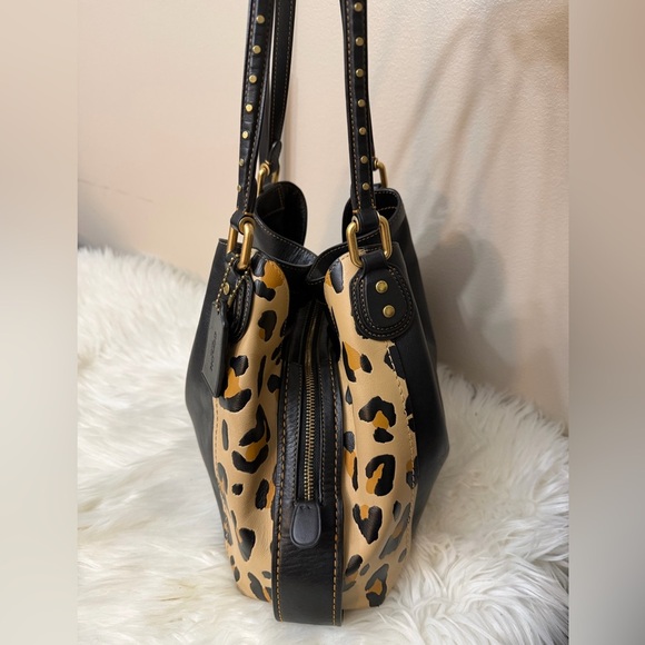 COACH Leaopard Edi Black and Tan Shoulder Bag#32728 - Picture 10 of 16